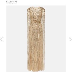 Jenny Packham soft gold caped gown
